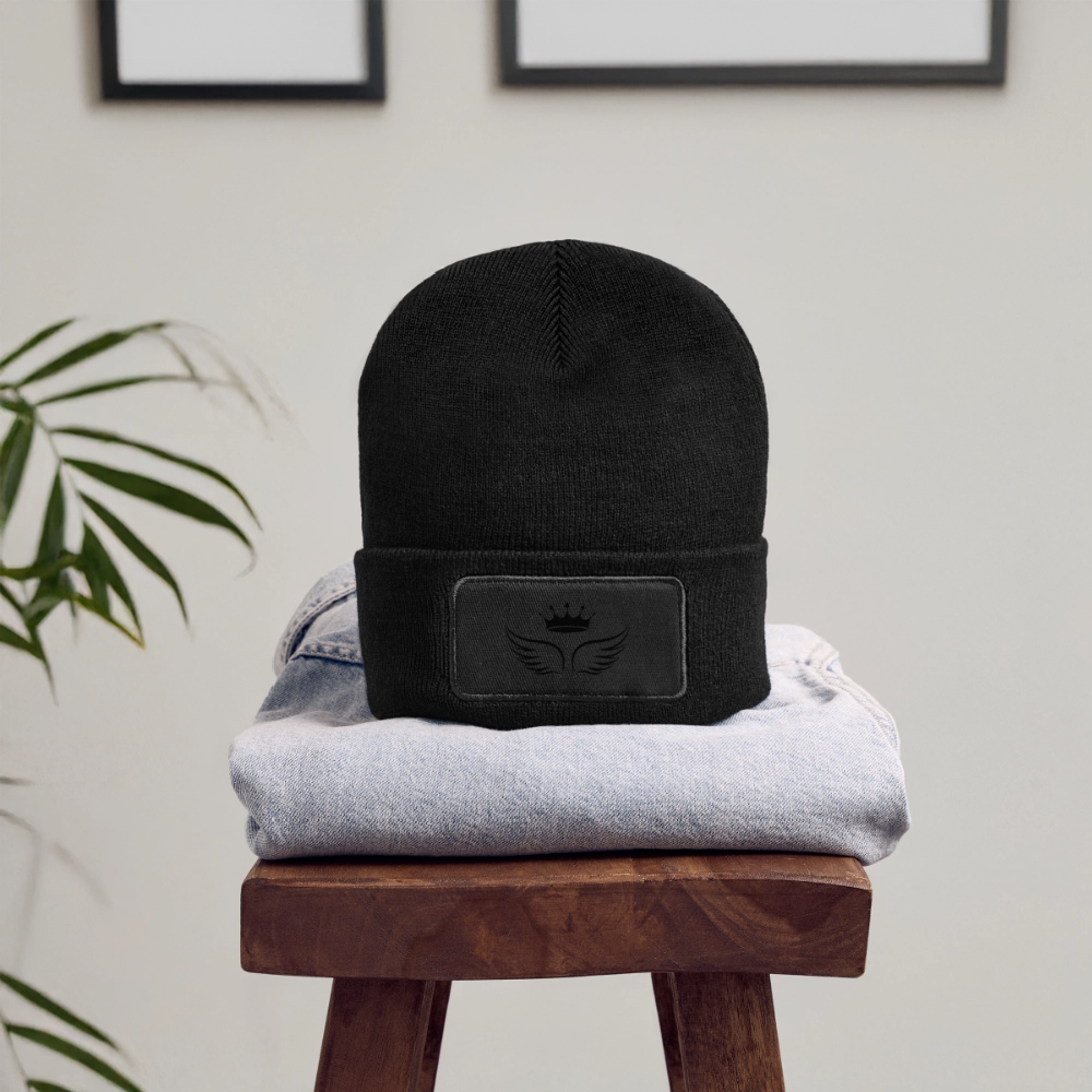 Recycelte Patch Beanie - Tiara Line - Schwarz