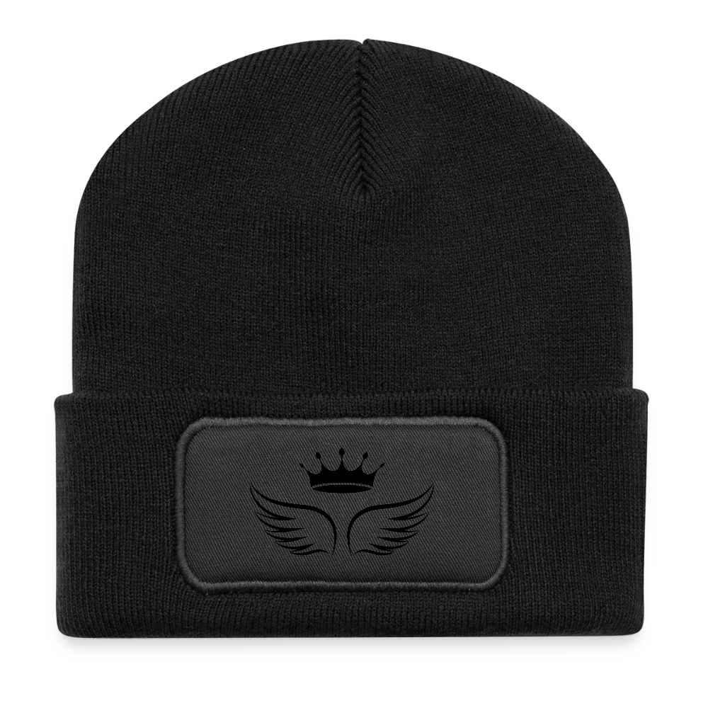 Recycelte Patch Beanie - Tiara Line - Schwarz